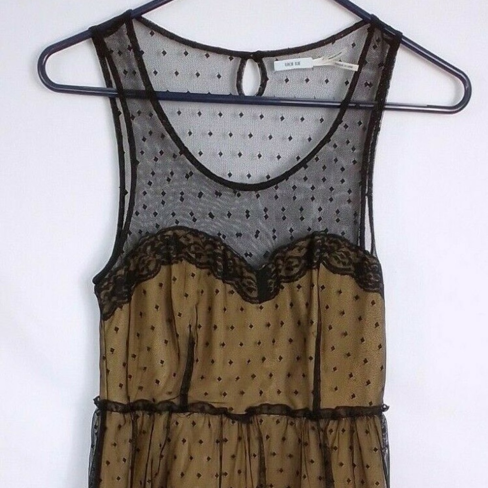 Women's KimChi Blue Black Sheer Lace Dress With Gold Lining / Slip Size 0